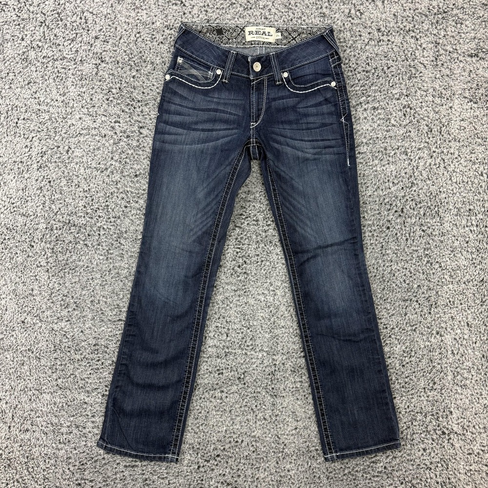 Ariat REAL Denim Jeans Womens 27R 28x32 Blue Dresden Mid Rise Straight Stretch
